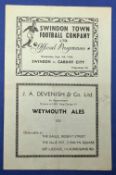 1946/47 1st home match after WW2 Swindon Town v Cardiff City Div. 3 (South) 4 September 1946, slight