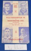 1948-49 Wolves v Manchester Utd 26/3/49 at Hillsborough Ground usual pocket fold Pirate Program