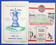 1954/55 FA Cup Semi Final & Replay Football Programmes York v Newcastle at Hillsborough staple