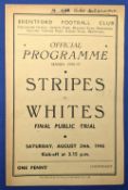 1946/47 1st home match after WW2 Brentford Public Trial Stripes v Whites 24 August 1946, 4 pager