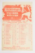 1945/46 Manchester United v Sheffield Wednesday single sheet match programme 20 April 1946; team