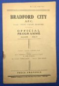 1946/47 1st match after WW2 Bradford City v Accrington Stanley Div. 2 (North) 31 August 1946; name
