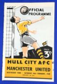 1948/49 Hull City v Manchester United FAC 5th round match programme 26 February 1949 at Boothferry