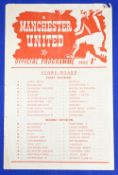 1949/50 Manchester United reserves v Wolverhampton Wanderers single sheet programme 26 November