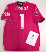 2023-24 Wolverhampton Wanderers FC Home Pro Jose Sa Goalkeepers Signed Replica Football Shirt, short