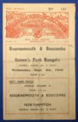1946/47 1st home match after WW2 Bournemouth v Queens Park Rangers Div. 3 (South) 4 September
