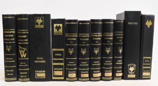 Wolverhampton Wanderers FC home football programmes in binders to include seasons 69/70, 71/72, 80/