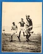 1956/57 B&W action photo Manchester City v Manchester United at Maine Road, Tommy Taylor