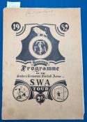 1952 Southern Transvaal Football Association Souvenir Programme South West Africa Tour signed