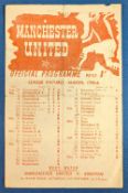 1945/46 Manchester United v Barnsley league programme single sheet 29 September 1945; small edge