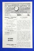 Pre-War 1920/1921 Rotherham County v Bury Div. 2 match programme 11 December 1920 at Millmoor; has