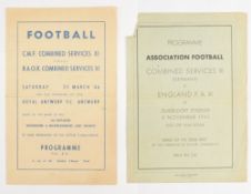 1945 England FA XI (Williams, Walton (Manchester Utd), Billy Wright, Soo, Pye etc. v Combined