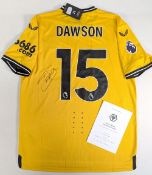 2023-24 Wolverhampton Wanderers FC Home Pro Craig Dawson Signed Replica Football Shirt, short sleeve