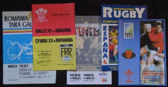 1979-1997 Welsh Mostly Away Rugby programmes (5): Some scarcer, v Romania home 1979 and away,