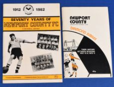Newport County Diamond Jubilee Softback Edition Their History between seasons 1912-13 & 1972-73 plus
