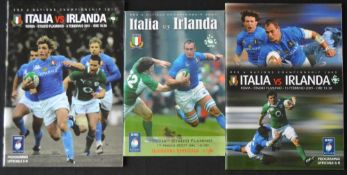 2007-11 Italy v Ireland Rugby Programmes (3): Excellent Six Nations examples from three