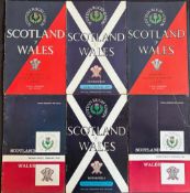 1955-65 inc Scotland v Wales Rugby Programmes (6): Sextet of Scottish sessions for the Welsh