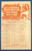 1945/46 Manchester United v Leeds Utd league programme single sheet 24 November 1945; team
