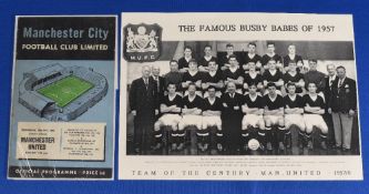 1956 FA Charity Shield Manchester City v Manchester United at Maine Road 24 October 1956; has
