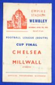 1945 Football League (South) Cup Final, Chelsea v Millwall at Wembley 7 April 1945, 4 page match