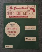 1956 Queensland v South Africa Rugby Programme: Larger format example for the 47-3 Boks win, Roy