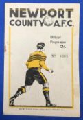 1946/47 1st match after WW2 Newport County v Southampton Div. 2 31 August 1946; fair/good. (1) NB: