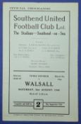 1946/47 1st match after WW2 Southend Utd v Walsall Div. 3 (South) 31 August 1946, good. (1)