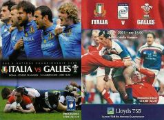 2001 and 09 Italy v Wales Rugby Programmes (2): Two Welsh visits to the Azzuri, including their