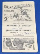 1945/46 Newcastle Utd reserves v Manchester United reserves Central League 4 page programme 22 April