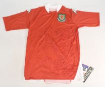 2007-08 Wales Home Replica Signed Football Shirt: made by Kappa with swing ticket - Wolves