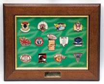 2001 Rugby League Super League framed set of Badges, all competing teams’ season 2001