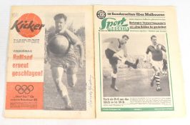 1956 German Kicker magazine covering Manchester United v Borussia Dortmund with photos, plus other