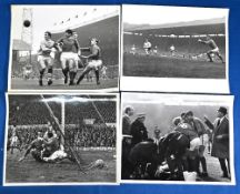 1966/67 Manchester United 10” x 8” press b&w match action photos v Manchester City (Mike Summerbee