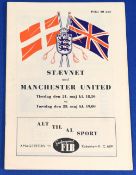 1957 Copenhagen Select XI v Manchester United friendly tour match programme double issue covering