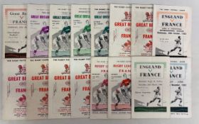 1954-68 France in GB Rugby League Programmes (16): Tests, at Bradford 54 and 68, Jan 57 at Leeds and