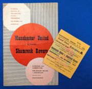 1957/58 European Cup Manchester United v Shamrock Rovers preliminary round programme + Match