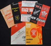1969 Wales Down Under Rugby Programmes (6): 1st test v NZ, v Otago, Wellington and Taranaki, test