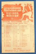 1945/46 Manchester United v Newcastle Utd league programme single sheet 22 April 1946; fair/good. (