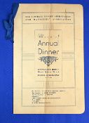 1950 Annual Dinner and Menu for the Football League Secretaries and Managers Association at