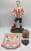 Football Collectables, mixed lot, a large 40cm tall resin footballer figure in period football