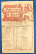 1945/476 Manchester United v Middlesbrough league match programme single sheet 29 December 1945;