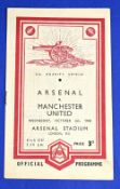 1948 FA Charity Shield match programme Arsenal v Manchester United at Highbury 6 October 1948;