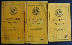 1949, 51 and 53 Scotland v Wales Rugby Programmes (3): Three Welsh visits, including the shock 19-