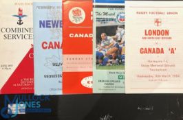 1990 and 94 Canada and Canada ‘A’ in the UK Rugby Programmes (5): Canada v Emerging England