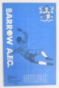 1969/70 Barrow v Manchester United Lancashire Senior Cup s/f 4 February 1970 match programme, fair/