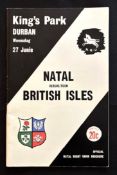 1962 British and I Lions v Natal Rugby Programme: Neat, compact 36pp A5 Durban example. VG indeed