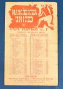 1948/49 Manchester United reserves v Sheffield United reserves single sheet programme 18 September