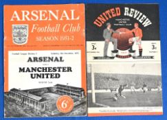 1948/49 Manchester United v Aston Villa Div. 1 match programme 25 September 1948; 1951/52 Arsenal