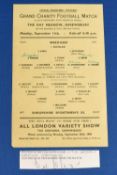 1944-45 Wrexham v Shropshire XI 11/9/44 at Gay Meadow Ground Charity Match comes with signed slip