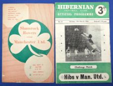 1959/60 Manchester United aways friendly programmes v Hibernian (21 March 1960) (slight crease,